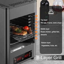 1700w Stainless Steel Automatic Steak Broiler,Electric Steak Broile W/Glove,Small Home Camping Oven Steak Cooker Machine -Touch Button/800℃ High Temperature/8-Layer Grill/Timer 30 Min,B