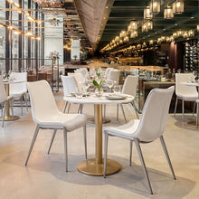 Alto Bistro Table White & Gold, White Dining Table, Modern Style, Painted MDF Round Shape Tabletop, Steel, Indoor Dining, 23.6" W x 23.6" D x 29.9" H