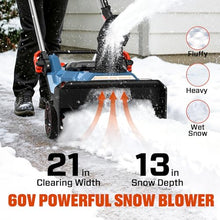 SENIX 60V 21" Cordless Snow Blower, 16000mAh Batteries & Dual Port Charger