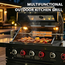 RGWYGCG Outdoor Kitchen Island Grill, 6-Burner Gas Grill with Refrigerator, Sink & Food Prep Countertop, Heavy Duty Stainless Steel Modular Outdoor Kitchen for Backyard, Patio