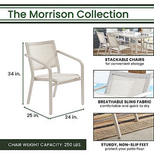 Hanover Morrison 7-Piece Outdoor Dining Set with 6 Sling Chairs and Square Table White/Multi