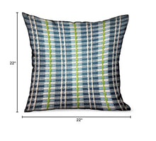 Plutus Brands Garden Tassel Blue Stripes Luxury Outdoor/Indoor Throw Pillow