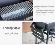 Charcoal Grill Barrel Style BBQ with Thermometer, Chrome-Plated Grates, Ash Catcher, Mobile Cart & Large Wooden Shelves for Outdoor Cooking