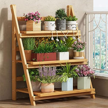 Indoor Flower Plant Trellis Bamboo Foldable Pot Racks Outdoor Flower Stand Anticorrosive Ladder Plant Succulent Stand Modern Rustic Display Stand Ladder Moisture-proof Flowerpot Stand For Patio