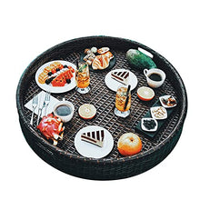 Portable Round Woven Serving Tray, Floating Breakfast Tray w/Side Handles, Swimming Pool Float Plate, for Sandbars Spas Parties,White