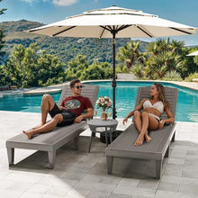 YITAHOME Outdoor Chaise Lounge Chair, Plastic Pool Chaise Lounge with 5-Position Backrest, Easy Assembly & Waterproof for Patio & Poolside, Set of 4, Grey