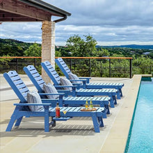 YITAHOME Outdoor Chaise Lounge Chair Set of 4 with Adjustable Backrest, Heavy Duty Resin Patio Lounger with Retractable Tray, 350lbs Capacity Waterproof for Outside Poolside Beach Backyard, Dark Blue