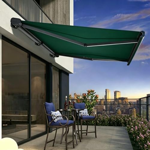 Deck Awnings, 2m/2.5m Electric Awnings for Patio with Waterproof Polyester Cover and Aluminum Frame, Shade, Umbrellas(Green,8.2 * 6.56ft)