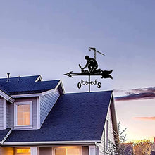 Architectural Style Wrought Iron Roof Weather Vane Garden Decoration Weathervane Wind Direction Indicator Kit Outdoor Yard Lawn Metal Bracket Wind Vane (Style 3) (Style 2)