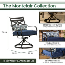 Hanover Montclair 3-Piece Patio Conversation Set with 2 Swivel Rocker Chairs and Table Navy