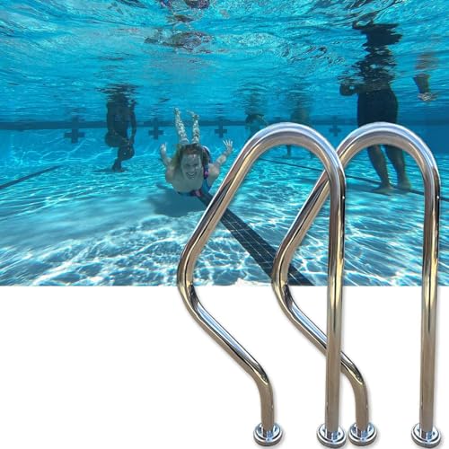 Swimming Pool Handrail, Pool Handrails Railing,304 Stainless Steel, Silver, Curved Spa Hand Grab Bar, 31.5 X 18.5 Inches Pool Hand Rail,200KG Load Capacity