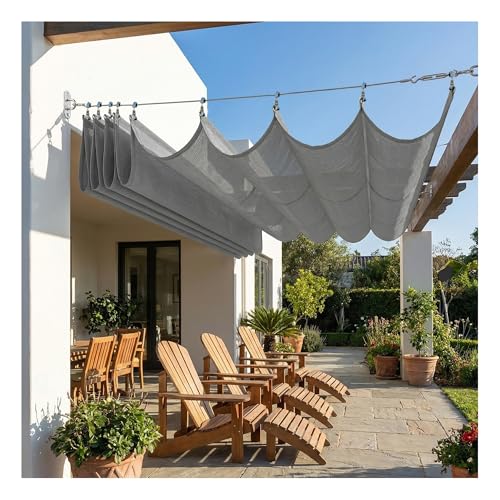 Patio Pergola Shade Cover， Retractable Canopy Replacement, Outdoor Pergolas Covers， for Patio, Sun Shades Cloth with Slide-On Wire Cable for Deck Gazebo Backyard,(W2*L9m/W6.56*L29.53ft)