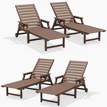 Tioline Patio Lounge Chairs Set of 4,Oversized Chaise Lounge Chair Brown
