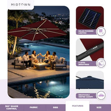 Midtown Umbrellas Supreme - 9 x 9 Ft Cantilever Umbrella with LED Lights