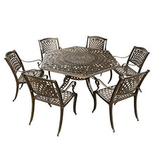Oakland Living 63-Inch Bronze Hexagon Dining Set with Lazy Susan and Six Chairs