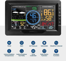 JDXQBLD Indoor Outdoor Weather Stations, Indoor Outdoor Thermometer, Color Display Atomic Clock with Rain Gauge, Professional Digital Thermometer Weather Station, Wind