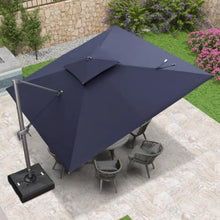 OROTLECT 11' Square Cantilever Umbrella With Base And Umbrella Cover With Zipper,Navy