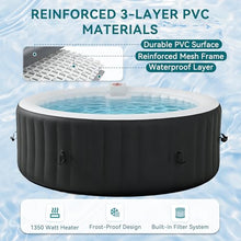 SunSwell 71" Inflatable Hot Tub 4 Person, Round Outdoor Spa, Black