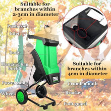 TozMvi Electric Wood Chipper Garden Shredder,2400W 1.57-Inch Cutting Diameter Garden Leaf Mulcher with Wheels,Electric Branch Chipper,with 50L Collection Bag