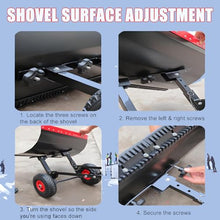 Pro Snow Pusher Shovel for Driveway with Wheels, 42cm Wide Heavy Duty Push Snow Plow Shovel, Wheeled Rolling Snow Pusher for Snow Removal Adjustable Angle & Height Handle