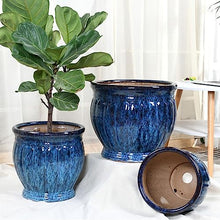 thalo Planter Pots Blue Handmade Ceramic Flower Pot Garden Outdoor Coffee Table Decoration Large Flower Pot Plant Container Accessories (Color : A, Size : Large)