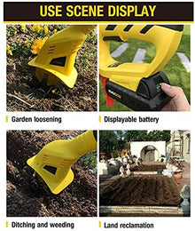 Tiller Rotavator, 20V Portable Electric Hand Tiller, Handheld Garden Cordless Soil Rotovator Tiller with Rechargeable Battery/Adjustable Handle for Gardens, Vegetable Plots, Greenhouses