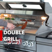 4 Burner Outdoor Kitchen Island with Grill and Side Burner, 72000 BTU Deluxe Stainless Steel Modular Outdoor Kitchen, Gas Propane BBQ Island with Rotisserie, Storage Cabinets & Drawers, 46"W, Silver