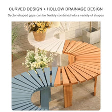 Outdoor Courtyard Bench - Wooden Curved Round Park Bench for Outdoor Furniture, Solid Wood Slatted Seat Fan-Shaped Garden Tree Bench