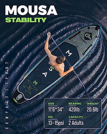 Mousa Extra Wide Inflatable Stand Up Paddle Board Gray-Blue