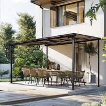 Roomfitters 10x12 Ft Outdoor Pergola Gazebo, Wall-Mounted Lean to Metal Awning Gazebo with Hardtop Roof, Heavy Duty Carport Canopy Shelter for Patio, Gray