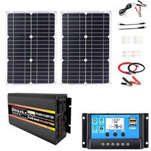 OLONETO Solar Power System 36W Folding Solar Panel with Four USB Chargers + 12000W Pure Sine Wave Power Inverter with Dual LED Display DC12V-AC220V+ 30A Solar Charge Controller Solar System Kit