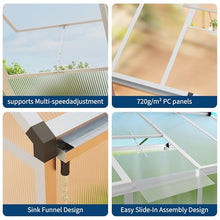 GarveeHome 8X12 FT Greenhouse for Outdoors, Walk-in Greenhouse Kit with Aluminum Frame, Polycarbonate Panels, Adjustable Roof Vent, Sliding Door, Secure Lock for Outside Garden, Patio, Backyard