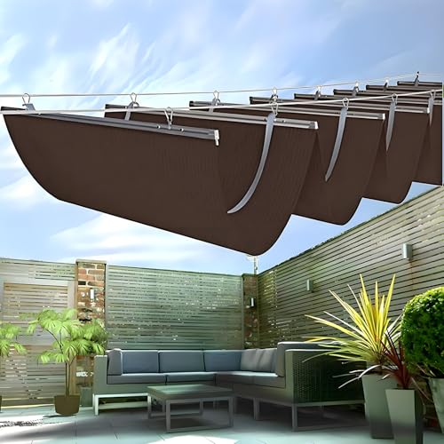 Outdoor Retractable Sun Shade Sail Canopy, 1.4m x 10m Adjustable Awning, 85% UV Protection for Garden Patio Deck, Maximum Shade Coverage