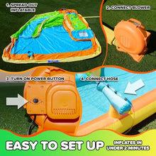 Sportspower Tidal Wave Inflatable Water Slide for Kids Blower & GFCI Safety Plug, Climbing Wall, Splash Pool, Water Cannon, Ages 3-8
