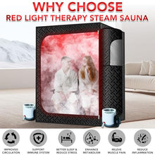 WQVOX Double Infrared Steam Sauna, Portable Infrared Sauna, Enlarged Size and Two 3L Steamers, Two Upgrade Chairs, Infrared Sauna Room with 660 & 850nm Red Light Therapy, 72 "x 50" x 36 ", Black