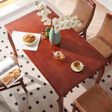HEAIQI Coffee Table Wooden Dining Table Living Room Retro Rattan Rural Square Restaurant Negotiation