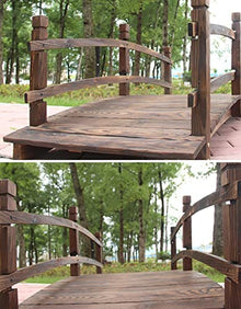 Natural Wood Pond Garden Bridge with Rail, Heavy Duty Outdoor Little Bridge/Footbridge Garden Decor, Decorative Bridges to Walk On, for Yard Creek