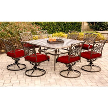 CAMBRIDGE Seasons 9-Piece Outdoor Dining Set with 8 Swivel Chairs and 60x60 Table Red