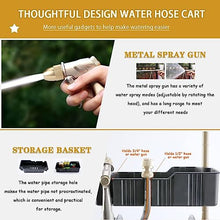 VIXARKO Outdoor Portable Hose Cart,Water Hose Cart with Wheels Movable Garden Hose Reels with Wheels Household Car Washing Artifact Storage Rack Hose Reels (Color : Black, Size : Hose Reel+50m Pipe)