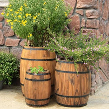 HACHJWRT Multipurpose Wooden Barrel Planter, Creative Whiskey Barrel Planter, Solid Wood Wine Barrel, Suitable for Garden and Patio(H31.5in)