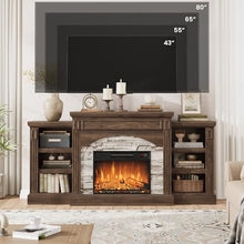 Homhougo Fireplace TV Stand for 80", Farmhouse Wood Entertainment Center