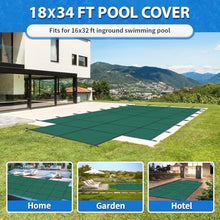iCOVER Inground Pool Safety Cover, Fits 16x32ft Rectangular Pools with 4x8ft Center End Step, Winter Pool Covers for Inground Pools, Safety Pool Covers, Triple Stitched High Strength, Green