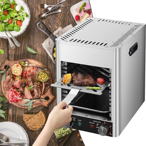 400-1450℉ Fast Efficient Heating Outdoor Portable Grill, Vertical Cooking, Stainless Steel Infrared Grill, Perfect for Steak,Ribeyes,Picnic,BBQ,220V