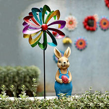 LFFH Metal Weather Vane, Outdoor Ironwork Flower Windmill Garden Spinner Bring A Rabbit Sculpture for Garden Decoration