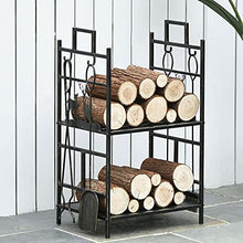 ELUKHT Wrought Iron Firewood Rack with 4 Tools for Indoor and Outdoor Use