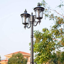 SDdPulse Post Lights Garden, 2-Lights Traditional Victoria Retro Street Light Aluminum Glass High Pole Outdoor Road Lamp Waterproof Vintage Landscape Lawn Lantern Patio,Black-1.8m
