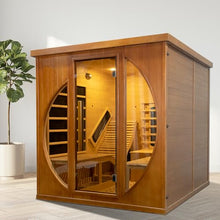 AURGOD Far Infrared Home Sauna Room, Luxurious Canadian Red Cedar Sauna with 2 Oversize Recliners, 220V, 3400 W, 9 Heating Element, Bluetooth Speakers, Ceiling Chromotherapy, Oxygen Bar, Low EMF