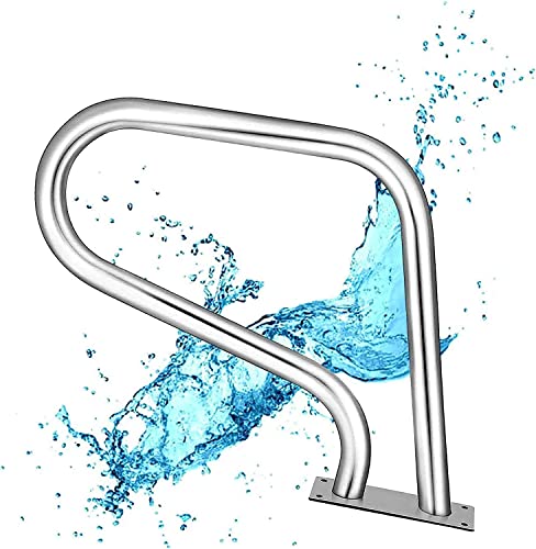 Pool Handrail Handle Grab Rails Swimming Pool Rail Pool Railing Pool Hand Rail,Deck to Deck Mounted 3 Bend Stair Rail,High Temperature Resistance and Waterproof
