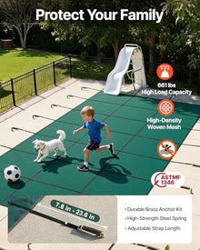 VEVOR Pool Safety Cover, 16 ft x 36 ft Rectangular Winter Inground Pool Cover, Triple Stitched, High Strength Mesh PP Material, Good Rain Permeability, Installation Hardware Included
