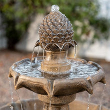 XBrand 44" Solar Powered Outdoor 2-Tier Cascading Water Fountain, Fiberglass Resin Garden & Patio Solar Fountain, Beige